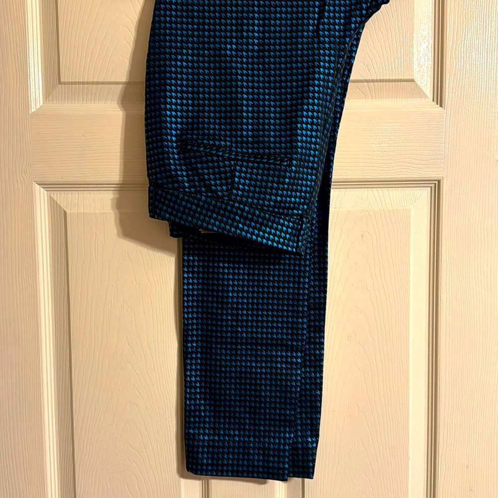 Black And Electric Blue Pixie Houndstooth Slacks - image 1